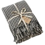 Altobuy - charles - couvre - lit � franges 100% recycl� tissage vichy noir et blanc 240x260cm