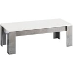 Altobuy - clark - table basse rectangulaire l126cm laque blanc et marbre