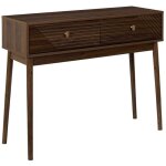 Colette - console 2 tiroirs en bois et mdf pieds en pin teint� ch�ne fonc�