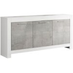 Altobuy - denae - buffet 3 portes l160cm laqu blanc brillant et gris marbr