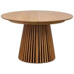 Altobuy - dublin - table extensible ronde pied central relief mdf placage ch�ne clair