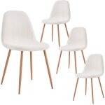 Altobuy - fjard - lot de 4 chaises blanches tissu bouclettes