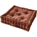 Altobuy - harris - coussin de sol 50x50cm velours de coton capitonn coloris terracotta