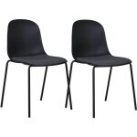 Lena - lot de 2 chaises coque polyester et pieds m�tal noir assise mousse et tissu