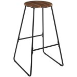 Altobuy - lucien - tabouret de bar en mtal filaire noir et assise en acacia