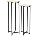 Altobuy - mox - duo de sellettes gigognes industrielles aspect bois et métal noir Altobuy - mox - duo de sellettes gigognes industrielles aspect bois et métal noir