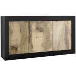 Altobuy - otello - buffet 3 portes finition noir mat et aspect bois antik