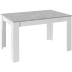 Altobuy - otello - table repas extensible blanc laqu� brillant plateau aspect b�ton