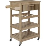 Pajan - desserte de cuisine multi - rangement effet bois avec tasseaux