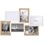 Altobuy - p�le - m�le 6 cadres photo effet bois naturel et blanc