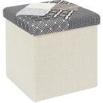 Altobuy - pouf coffre pliable motif patchwork gris