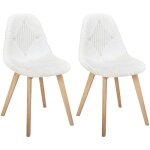 Rohan - lot de 2 chaises imitation laine motif patchwork blanc Rohan - lot de 2 chaises imitation laine motif patchwork blanc