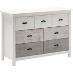 Altobuy - rosalia - commode 7 tiroirs bois aspect vieilli blanc et gris