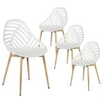 Altobuy - saori - lot de 4 chaises de jardin coque plastique ajoure blanc pieds mtal