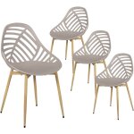 Altobuy - saori - lot de 4 chaises de jardin coque plastique ajour�e taupe pieds m�tal