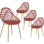 Altobuy - saori - lot de 4 chaises de jardin coque plastique ajourée terracotta pieds métal Altobuy - saori - lot de 4 chaises de jardin coque plastique ajourée terracotta pieds métal