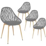 Altobuy - saya - lot de 4 chaises de jardin coque plastique ajoure gris pieds mtal