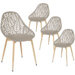 Altobuy - saya - lot de 4 chaises de jardin coque plastique ajoure taupe pieds mtal