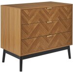 Altobuy - sixtys - commode 3 tiroirs aspect bois décor chevrons piétement noir Altobuy - sixtys - commode 3 tiroirs aspect bois décor chevrons piétement noir