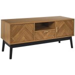 Altobuy - sixtys - meuble tv 2 portes et 1 tiroir aspect bois d�cor chevrons pi�tement noir