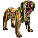 Altobuy - statue chien molosse en rsine noir coulures multicolores