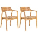 Vancouver - lot de 2 chaises en bois de sungai et assise en paille naturelle