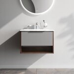 Am. pm meuble de salle de bain avec lavabo suspendu meuble sous vasque blanc brilliant avec 1 tiroir ...