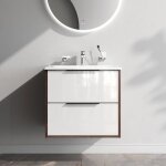 Am. pm - meuble de salle de bain avec lavabo suspendu meuble sous vasque blanc brilliant avec 2 tiroirs ...