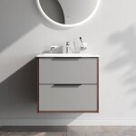 Am. pm - meuble de salle de bain avec lavabo suspendu meuble sous vasque graphite mat avec 2 tiroirs ...