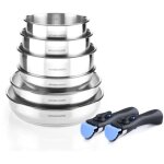 Arthur martin - am5538 - batterie de cuisine 8 pieces inox : 3 poeles, 3 casseroles, 2 poignes - tous ...