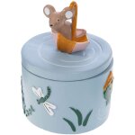 Boite � dents de lait gris bleu en r�sine oiseau