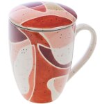 Mug filtre elena en gr�s multicolore ? 12 cm de hauteur ? filtre int�gr� pour infusions ? design artisanal ...