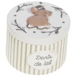 Petite bo�te � dents de lait souris - blanc � rayures taupe