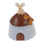 Petite boite  dents de lait souris sur un petit moulin bleu