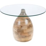 Amadeus - table basse ronde 60x60x42 cm en verre et manguier naturel Amadeus - table basse ronde 60x60x42 cm en verre et manguier naturel