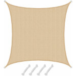 Amanka - voile d'ombrage uv 4x4 hdpe carr protection solaire toile jardin balcon beige