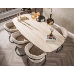 Lisa design ? table � manger rectangulaire 4 � 8 personnes ? plateau c�ramique effet travertin ? pieds ...