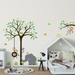 Ambiance - sticker - stickers muraux sticker mural autocollant - animaux �l�gants dans la jungle - stickers ...