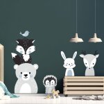 Ambiance - sticker - stickers muraux sticker mural autocollant - chambre enfant animaux rigolos - stickers ...