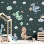 Ambiance - sticker - stickers muraux sticker mural autocollant - dinosaures espigles - stickers adhsifs ...