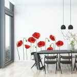 Ambiance - sticker - stickers muraux sticker mural autocollant - fleurs coquelicots vermeil - adh�sifs ...