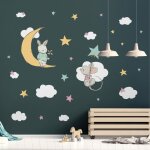 Ambiance - sticker - stickers muraux sticker mural autocollant - lapin et souris vers les �toiles - stickers ...