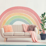 Ambiance - sticker - papier peint intiss pr - encoll fresques gantes - arc - en - ciel dessin pastel ...