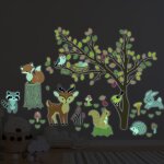 Ambiance - sticker - sticker phosphorescent lumineux - animaux en for�t d'automne - autocollant mural ...