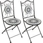 Amlie 2 chaises bistrot, ensemble 2 chaises bistrot noires et blanches, pliantes salon de jardin bistrot, ...