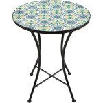 Amlie table bistrot, bleue / jaune salon de jardin bistrot, table bistrot mosaique pour jardin / balcon ...