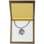 American bulldog - un collier avec un chien dans une bote cadeau, un mdaillon plaqu argent pour un ...