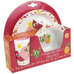 Les amis fruits ensemble repas, assiette, bol, verre rouge 220 ml