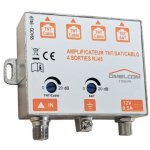Amplificateur tnt / satellite 4 sorties rj45 1 entr�e type f 5 - 2400mhz alim 12vdc 500ma omelcom 0 - ...