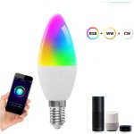 Ampoule bougie intelligente tuya e14 compatible avec alexa google speaker rgbcw 5 voies tuya ampoule ...